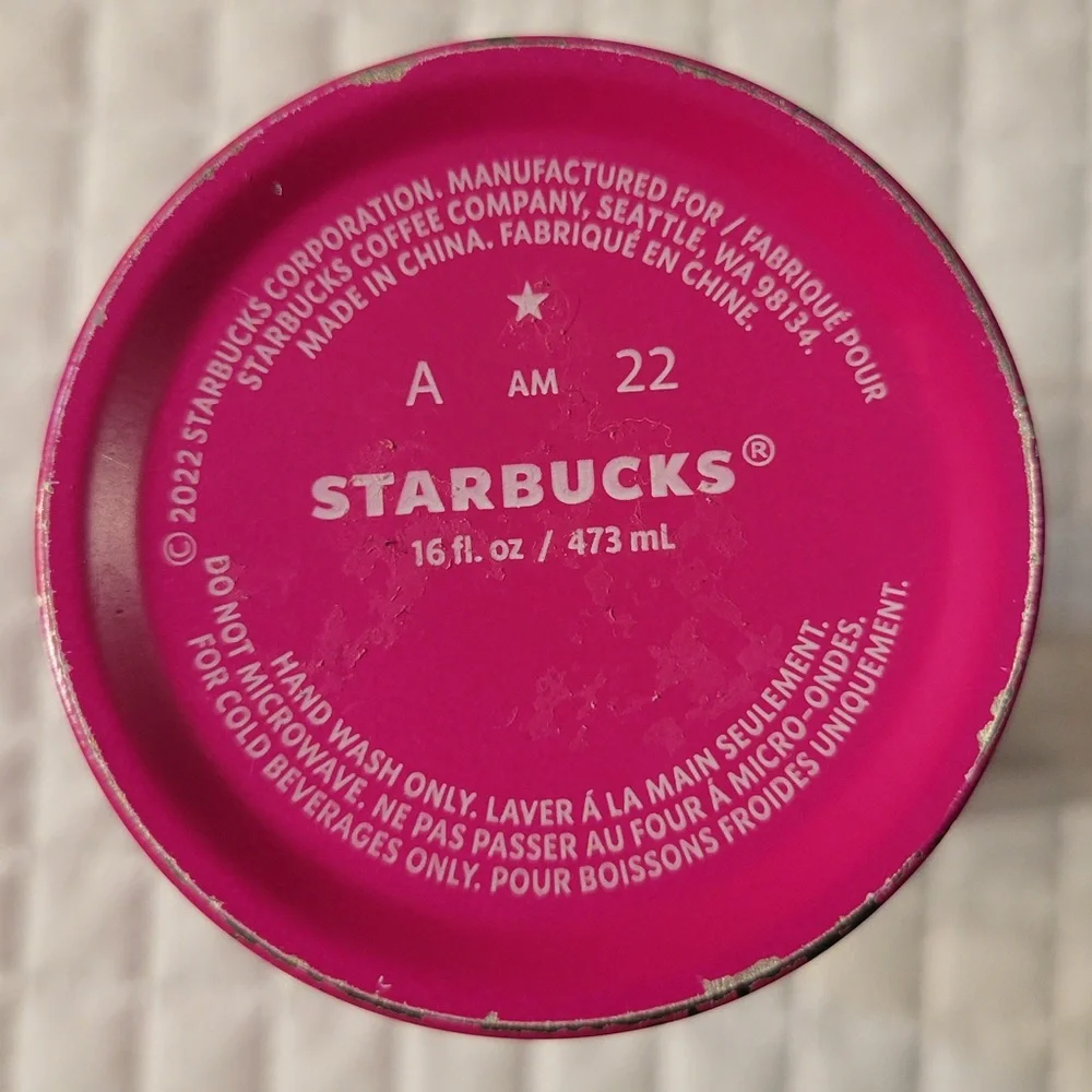 Starbucks 2022 Hot Pink Stainless Steel Cold Brew 16oz Travel Tumbler Barbiecore